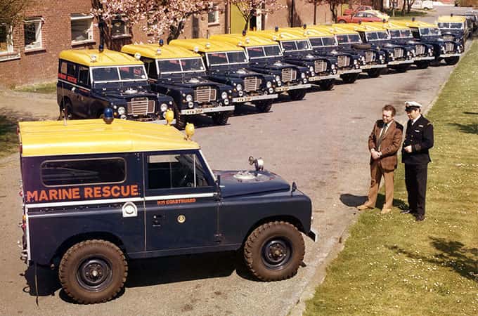 A fleet of Land Rover Series III Hard Top vehicles, as supplied to the HM Coastguard in 1988